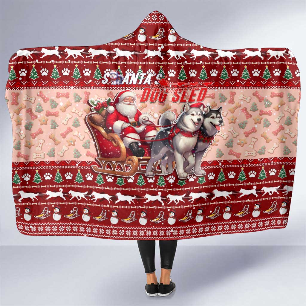 Dog Sled Christmas Hooded Blanket Husky Sleigh Ride Design - Polynesian Pride