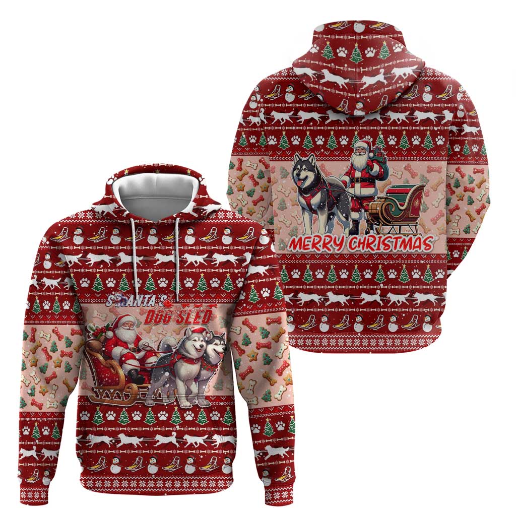 Dog Sled Christmas Hoodie Husky Sleigh Ride Design - Polynesian Pride