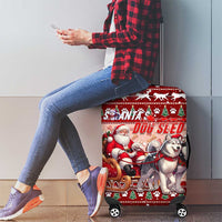 Dog Sled Christmas Luggage Cover Husky Sleigh Ride Design - Polynesian Pride