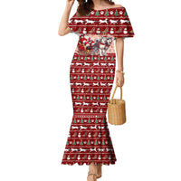 Dog Sled Christmas Mermaid Dress Husky Sleigh Ride Design - Polynesian Pride