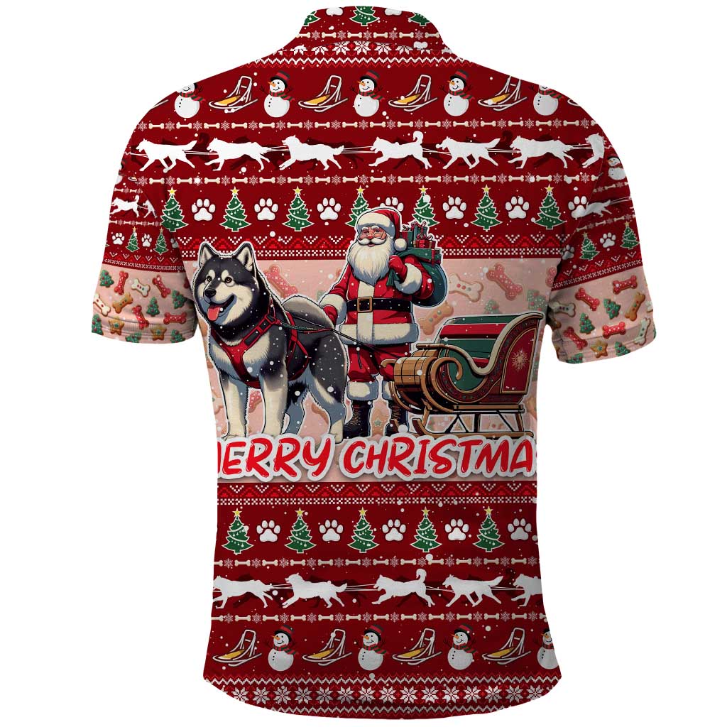Dog Sled Christmas Polo Shirt Husky Sleigh Ride Design - Polynesian Pride