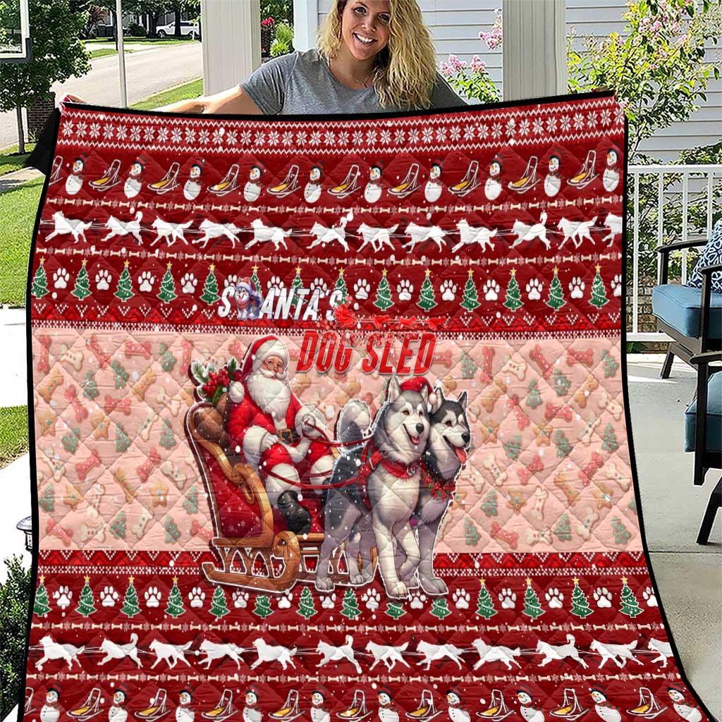 Dog Sled Christmas Quilt Husky Sleigh Ride Design - Polynesian Pride