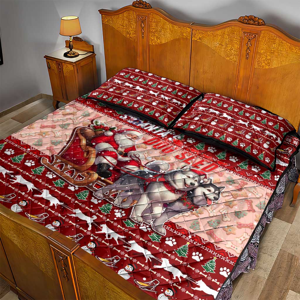 Dog Sled Christmas Quilt Bed Set Husky Sleigh Ride Design - Polynesian Pride
