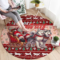 Dog Sled Christmas Round Carpet Husky Sleigh Ride Design - Polynesian Pride