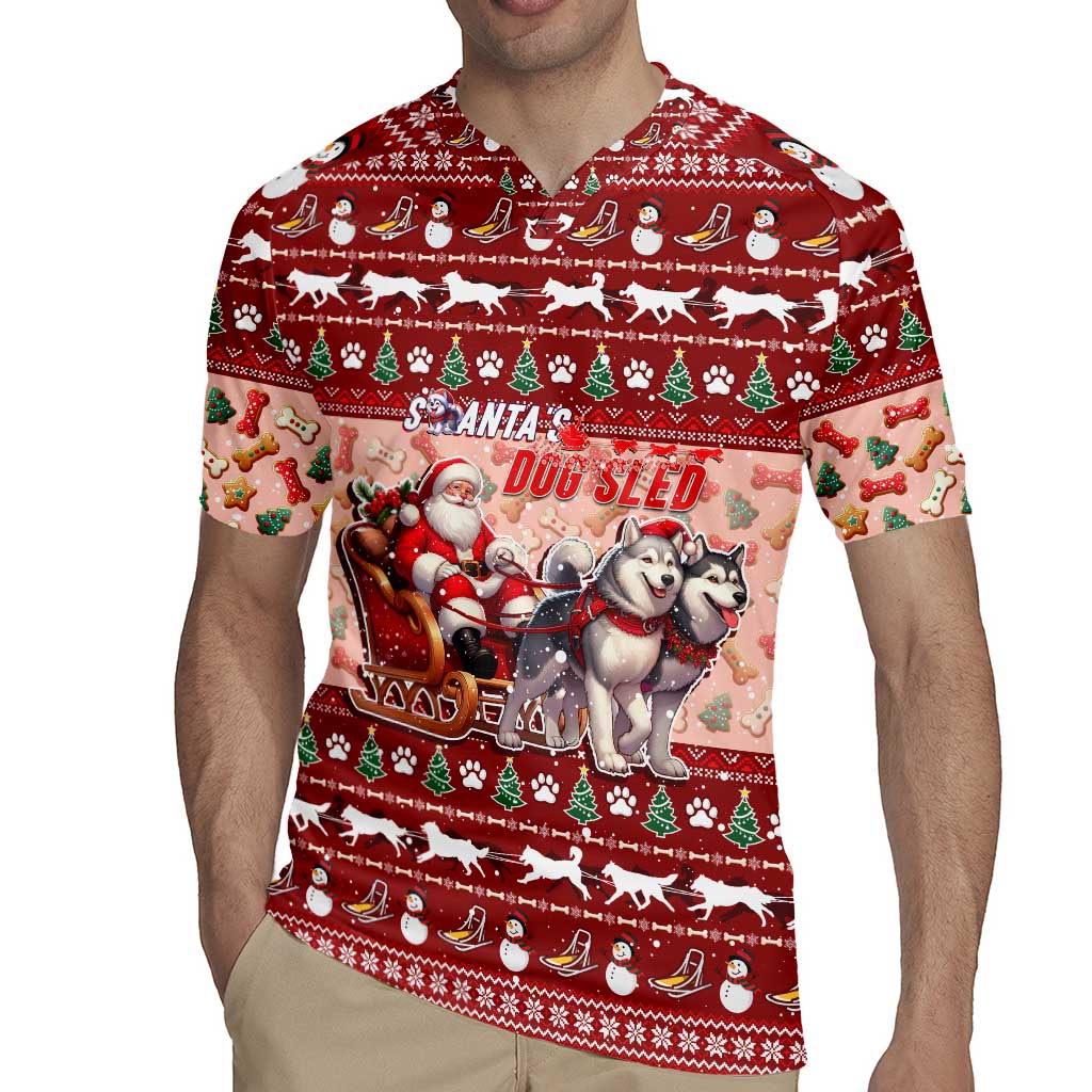 Dog Sled Christmas Rugby Jersey Husky Sleigh Ride Design - Polynesian Pride