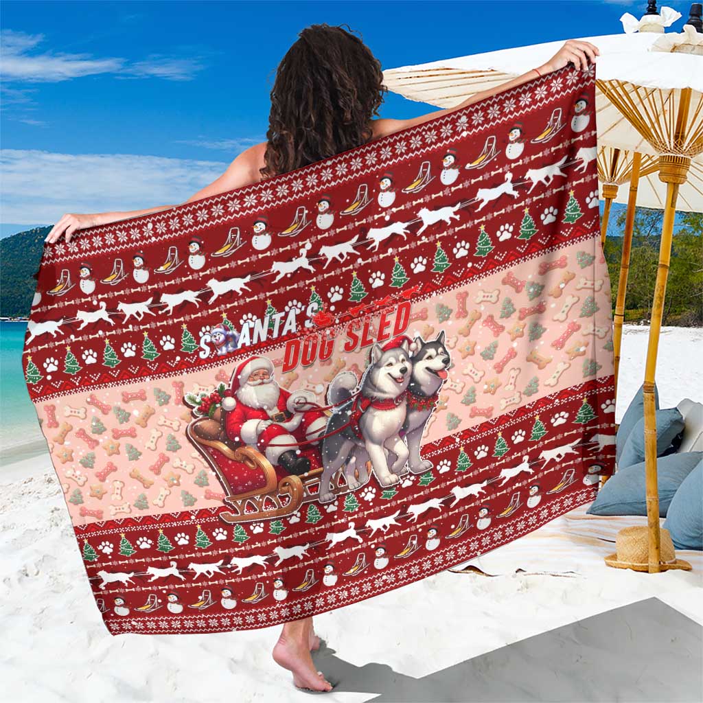 Dog Sled Christmas Sarong Husky Sleigh Ride Design - Polynesian Pride