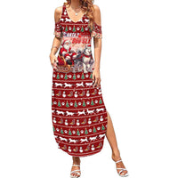 Dog Sled Christmas Summer Maxi Dress Husky Sleigh Ride Design - Polynesian Pride