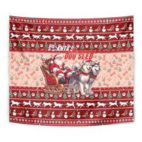Dog Sled Christmas Tapestry Husky Sleigh Ride Design - Polynesian Pride