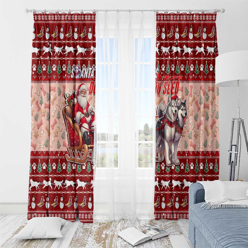 Dog Sled Christmas Window Curtain Husky Sleigh Ride Design - Polynesian Pride
