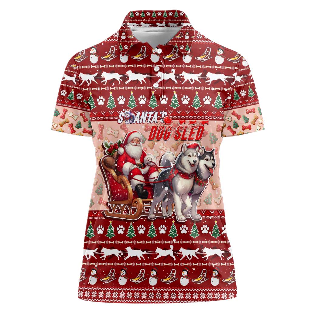 Dog Sled Christmas Women Polo Shirt Husky Sleigh Ride Design - Polynesian Pride