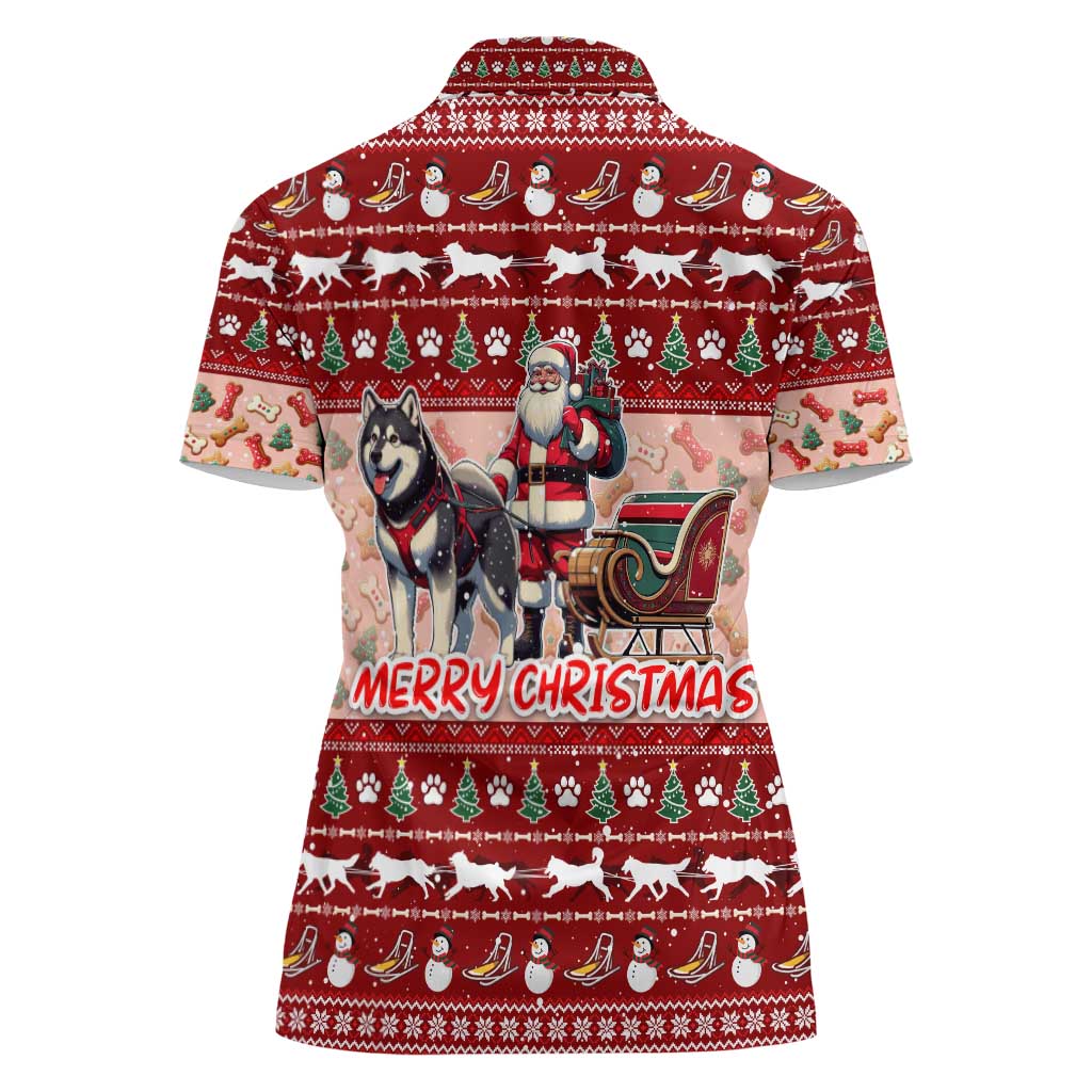 Dog Sled Christmas Women Polo Shirt Husky Sleigh Ride Design - Polynesian Pride