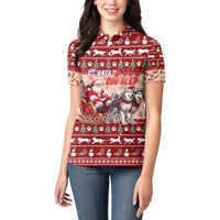 Dog Sled Christmas Women Polo Shirt Husky Sleigh Ride Design - Polynesian Pride