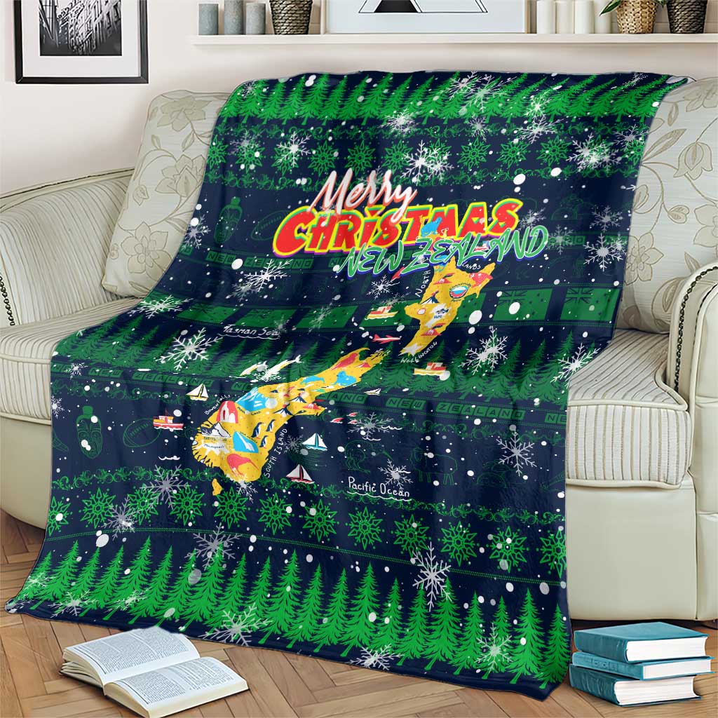 Merry Christmas New Zealand Blanket Xmas Travel Map - Polynesian Pride