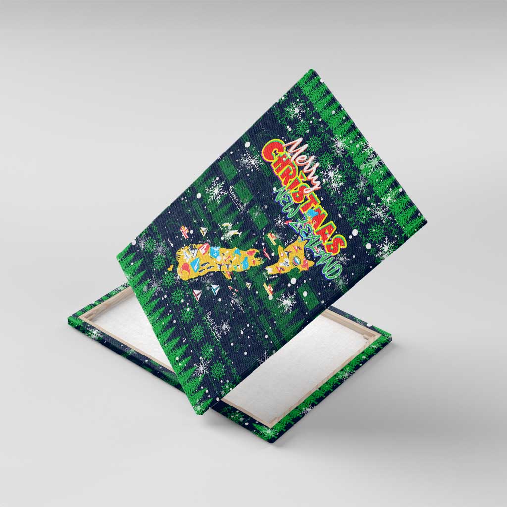 Merry Christmas New Zealand Canvas Wall Art Xmas Travel Map - Polynesian Pride