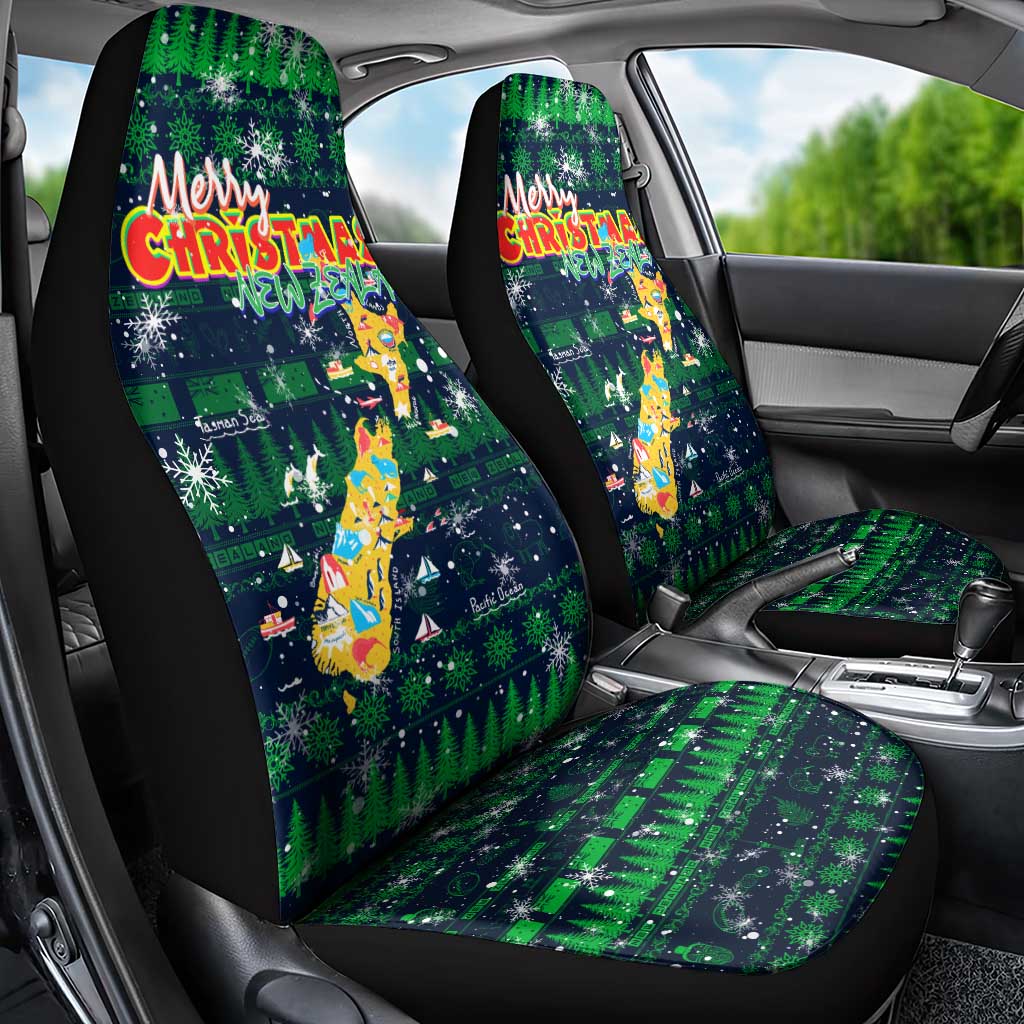 Merry Christmas New Zealand Car Seat Cover Xmas Travel Map - Polynesian Pride