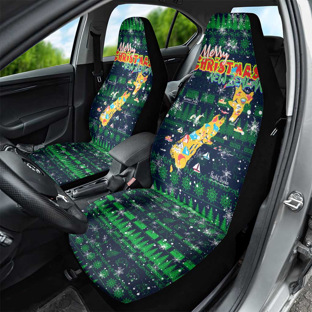 Merry Christmas New Zealand Car Seat Cover Xmas Travel Map - Polynesian Pride