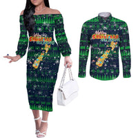 Merry Christmas New Zealand Couples Matching Off The Shoulder Long Sleeve Dress and Long Sleeve Button Shirt Xmas Travel Map - Polynesian Pride