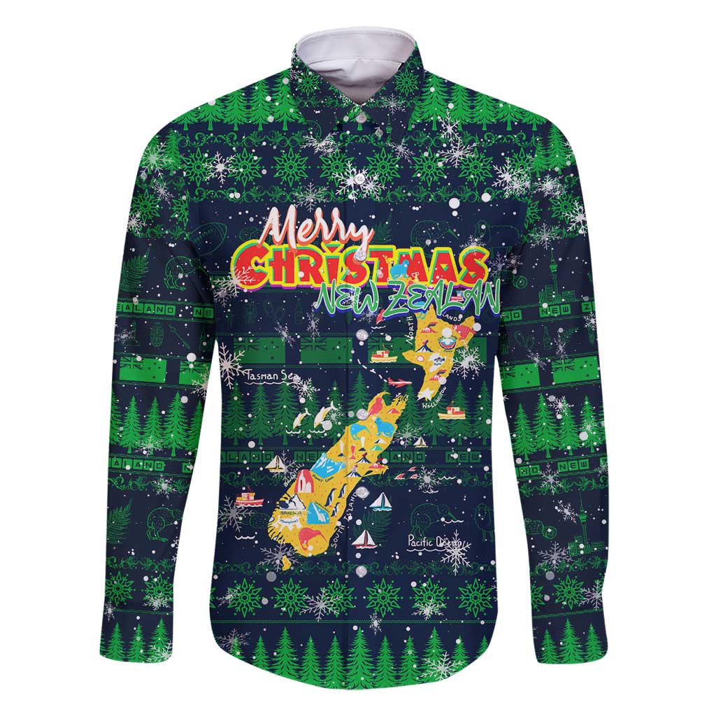 Merry Christmas New Zealand Family Matching Tank Maxi Dress and Hawaiian Shirt Xmas Travel Map - Polynesian Pride