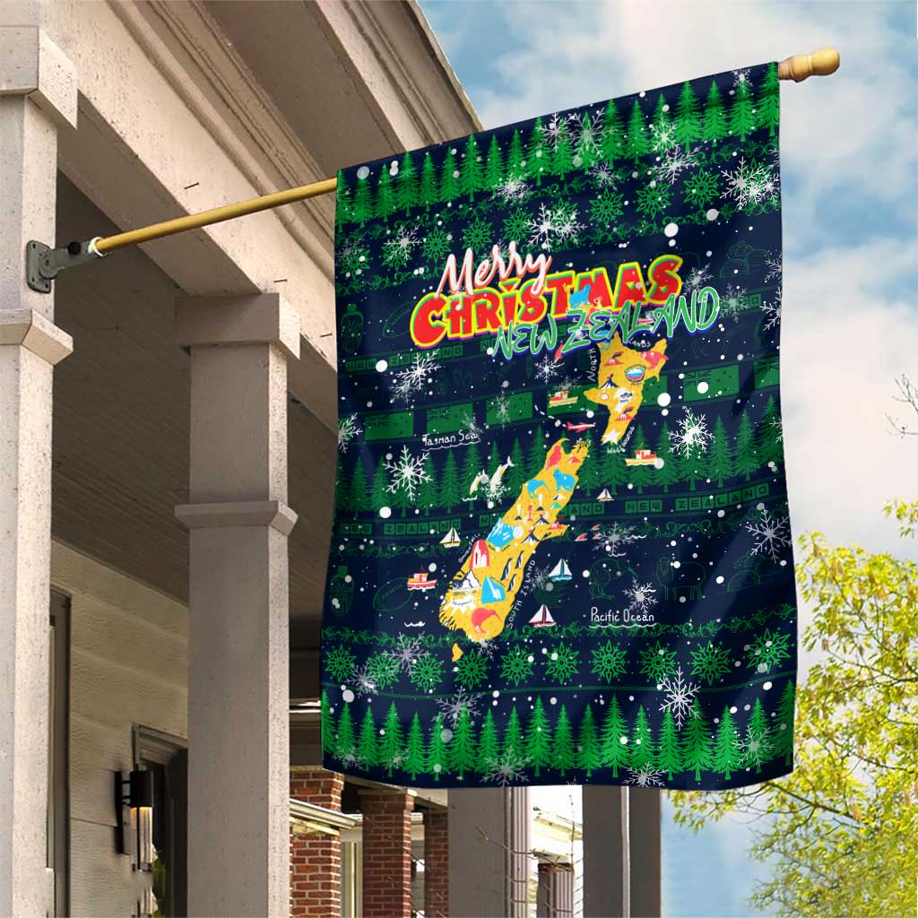 Merry Christmas New Zealand Garden Flag Xmas Travel Map - Polynesian Pride