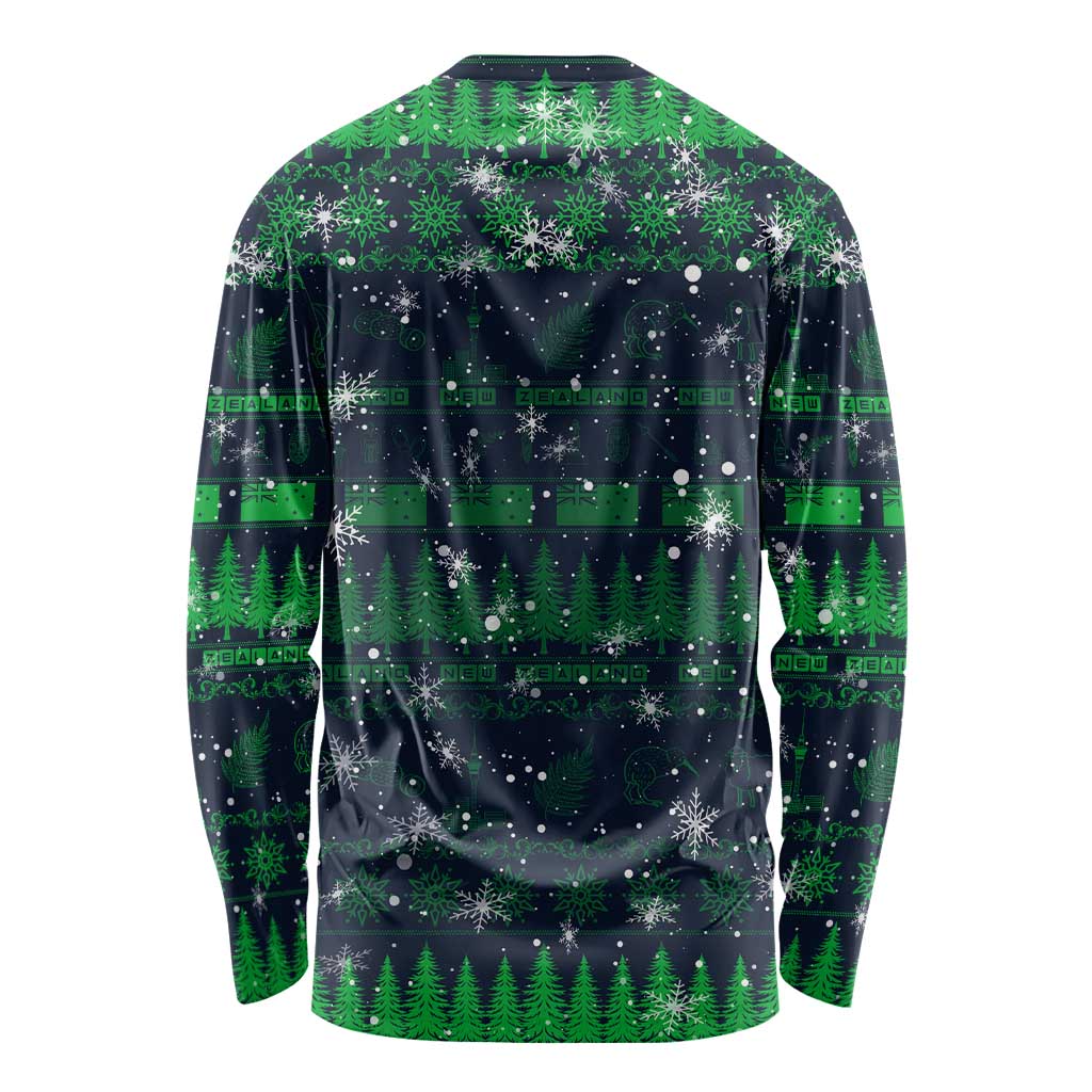 Merry Christmas New Zealand Long Sleeve Shirt Xmas Travel Map - Polynesian Pride