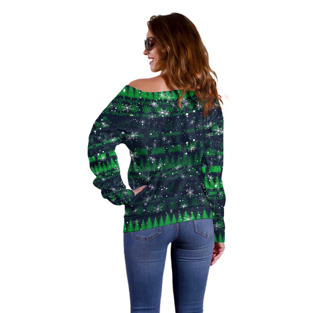 Merry Christmas New Zealand Off Shoulder Sweater Xmas Travel Map - Polynesian Pride