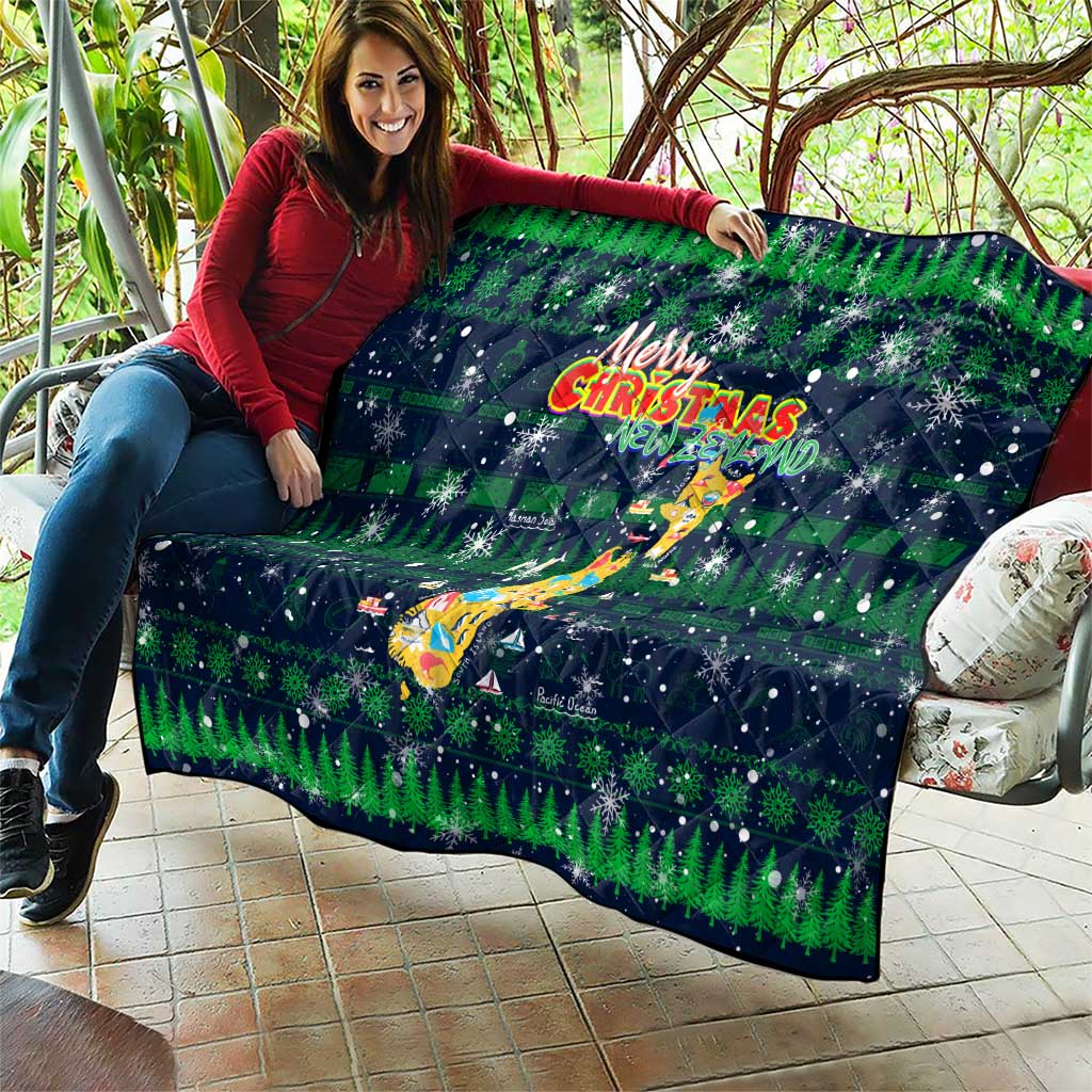 Merry Christmas New Zealand Quilt Xmas Travel Map - Polynesian Pride