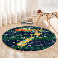 Merry Christmas New Zealand Round Carpet Xmas Travel Map - Polynesian Pride