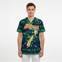 Merry Christmas New Zealand Scrub Top Xmas Travel Map - Polynesian Pride