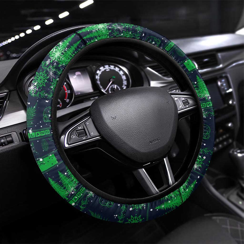 Merry Christmas New Zealand Steering Wheel Cover Xmas Travel Map - Polynesian Pride