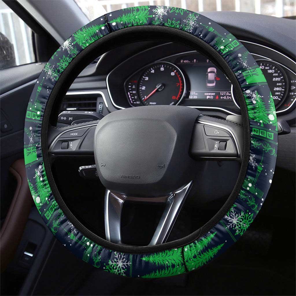 Merry Christmas New Zealand Steering Wheel Cover Xmas Travel Map - Polynesian Pride
