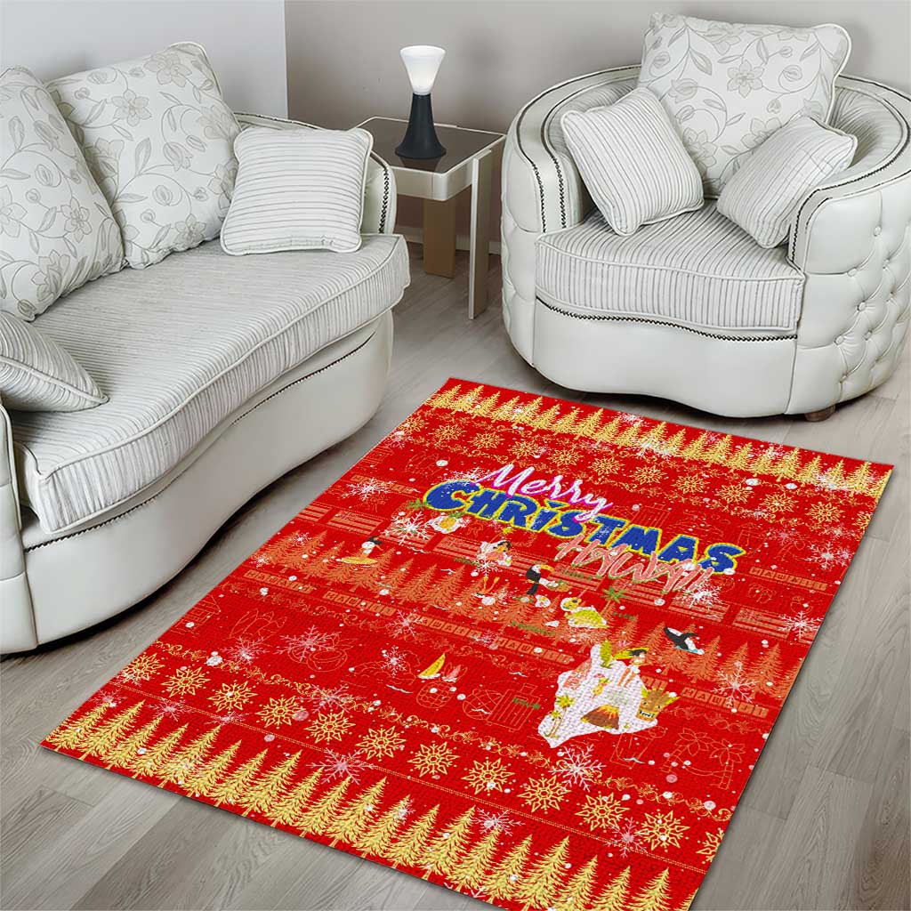 Merry Christmas Hawaii Area Rug Xmas Travel Map - Polynesian Pride