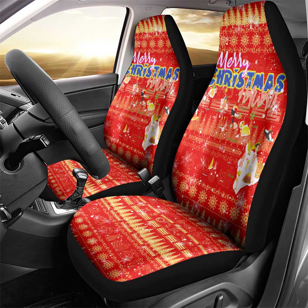 Merry Christmas Hawaii Car Seat Cover Xmas Travel Map - Polynesian Pride