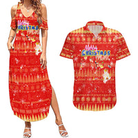 Merry Christmas Hawaii Couples Matching Summer Maxi Dress and Hawaiian Shirt Xmas Travel Map - Polynesian Pride