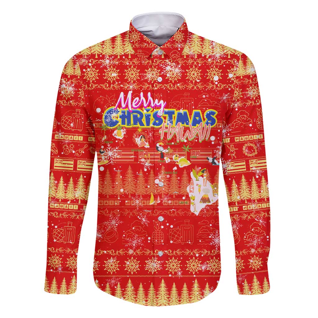 Merry Christmas Hawaii Family Matching Short Sleeve Bodycon Dress and Hawaiian Shirt Xmas Travel Map - Polynesian Pride