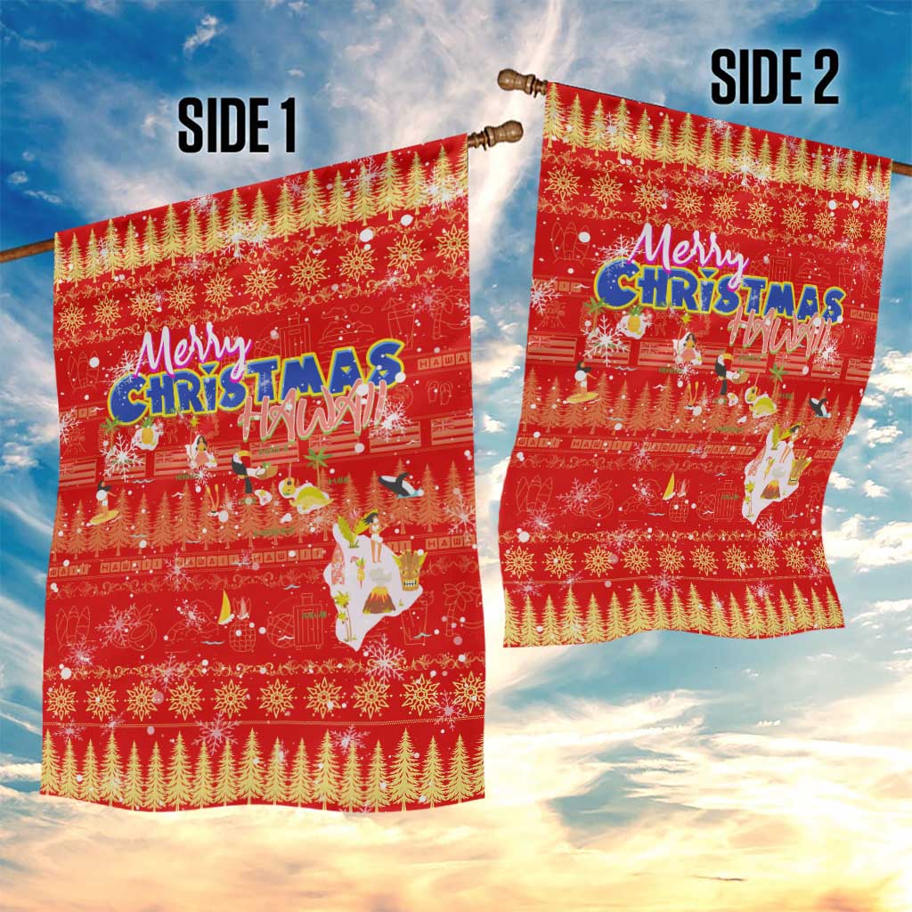 Merry Christmas Hawaii Garden Flag Xmas Travel Map - Polynesian Pride