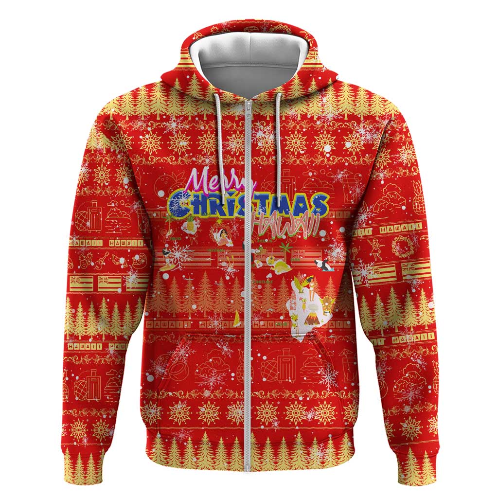 Merry Christmas Hawaii Hoodie Xmas Travel Map - Polynesian Pride