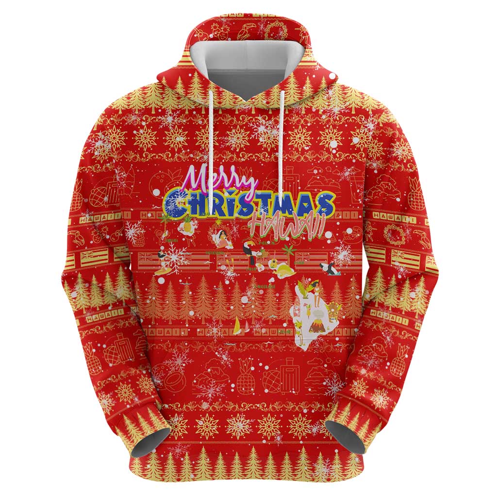 Merry Christmas Hawaii Hoodie Xmas Travel Map - Polynesian Pride