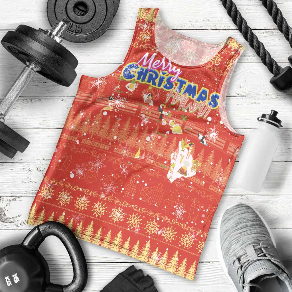 Merry Christmas Hawaii Men Tank Top Xmas Travel Map - Polynesian Pride