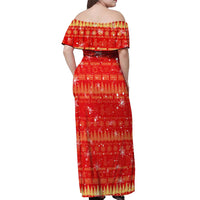 Merry Christmas Hawaii Off Shoulder Maxi Dress Xmas Travel Map - Polynesian Pride