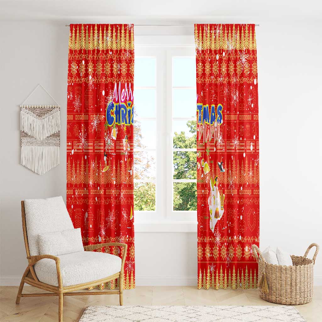 Merry Christmas Hawaii Window Curtain Xmas Travel Map - Polynesian Pride