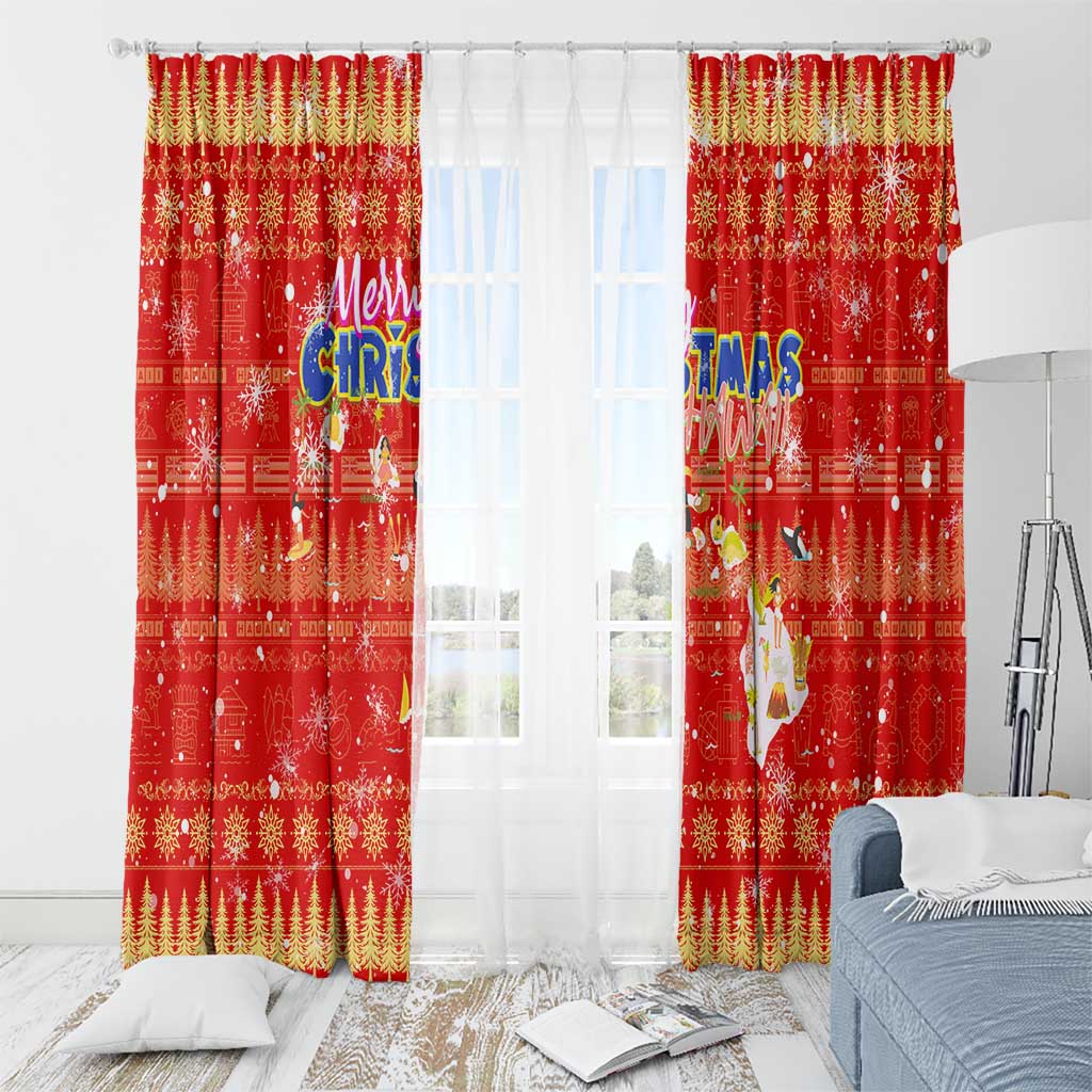 Merry Christmas Hawaii Window Curtain Xmas Travel Map - Polynesian Pride