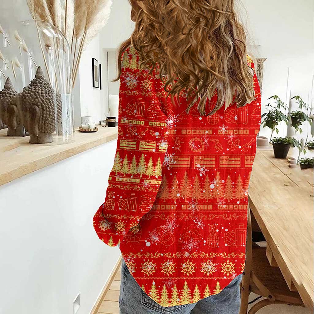 Merry Christmas Hawaii Women Casual Shirt Xmas Travel Map - Polynesian Pride