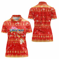 Merry Christmas Hawaii Women Polo Shirt Xmas Travel Map - Polynesian Pride