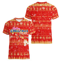 Merry Christmas Hawaii Women V-Neck T-Shirt Xmas Travel Map - Polynesian Pride