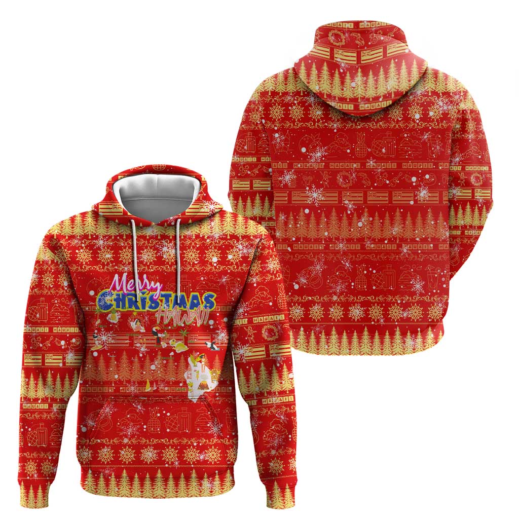 Merry Christmas Hawaii Zip Hoodie Xmas Travel Map - Polynesian Pride
