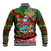 Mele Kalikimaka Shaka Santa Baseball Jacket Hawaiian Surf Christmas Design with Aloha Spirit - Polynesian Pride