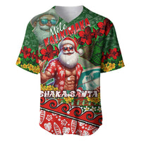 Mele Kalikimaka Shaka Santa Baseball Jersey Hawaiian Surf Christmas Design with Aloha Spirit - Polynesian Pride