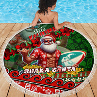 Mele Kalikimaka Shaka Santa Beach Blanket Hawaiian Surf Christmas Design with Aloha Spirit - Polynesian Pride
