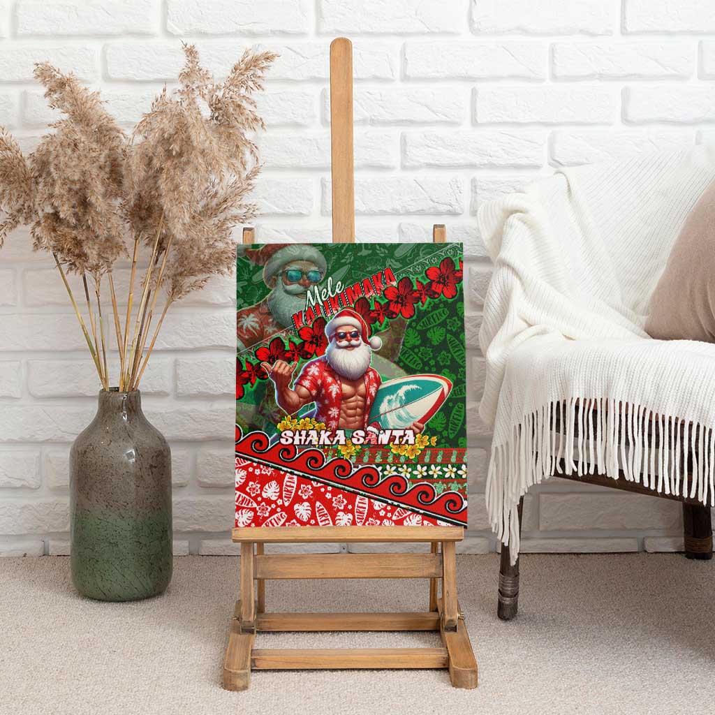 Mele Kalikimaka Shaka Santa Canvas Wall Art Hawaiian Surf Christmas Design with Aloha Spirit - Polynesian Pride