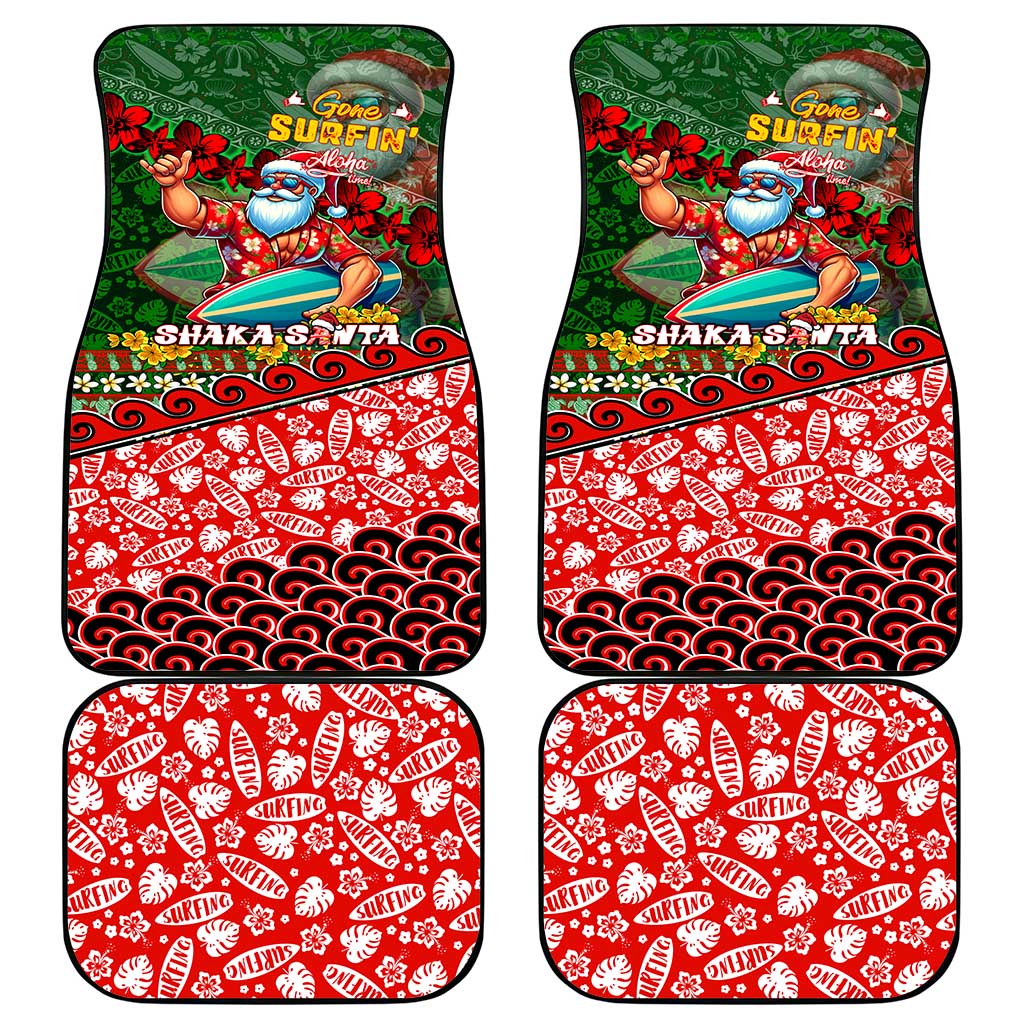 Mele Kalikimaka Shaka Santa Car Mats Hawaiian Surf Christmas Design with Aloha Spirit - Polynesian Pride